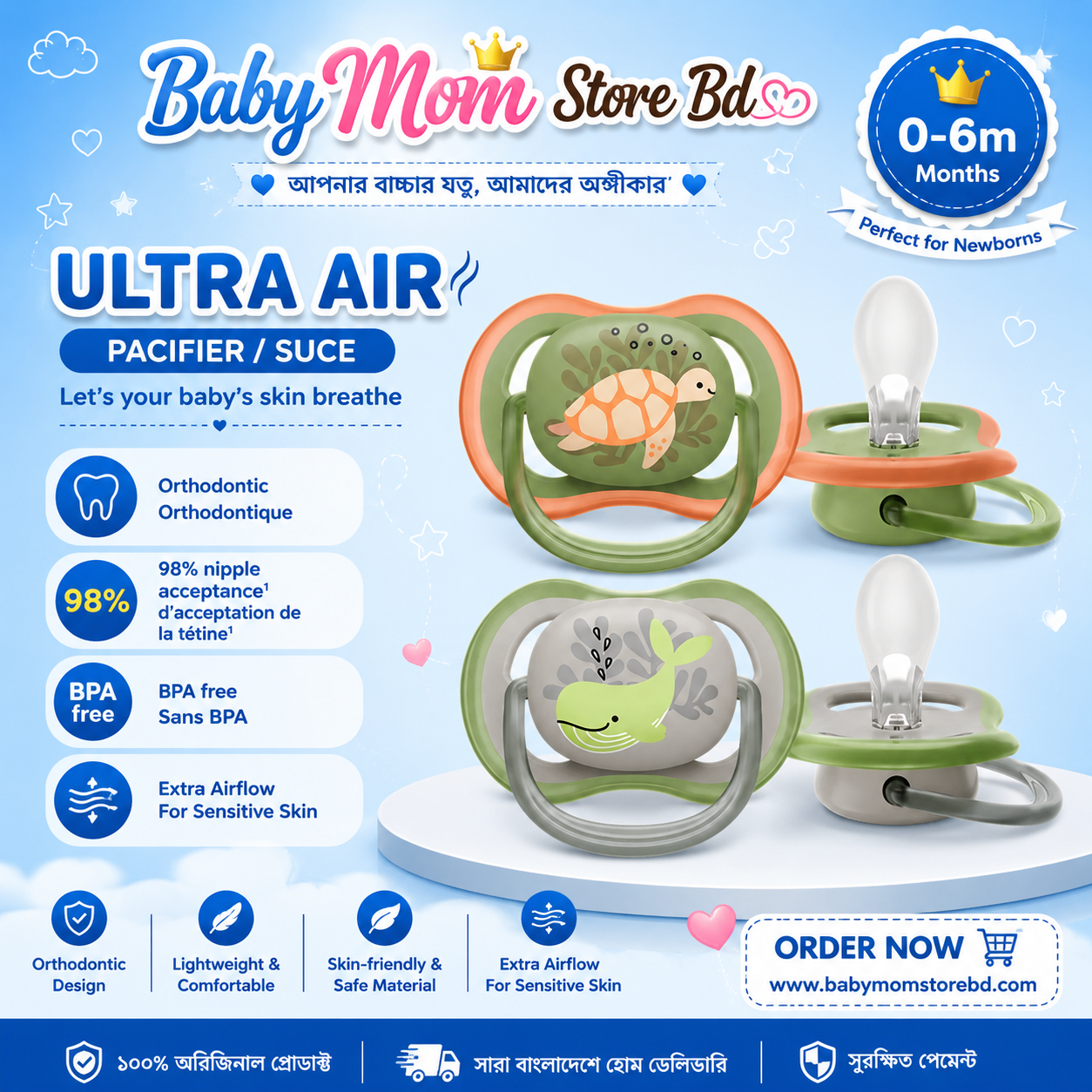 💜Original Philips Avent Ultra Air Pacifier 2pcs set (3)