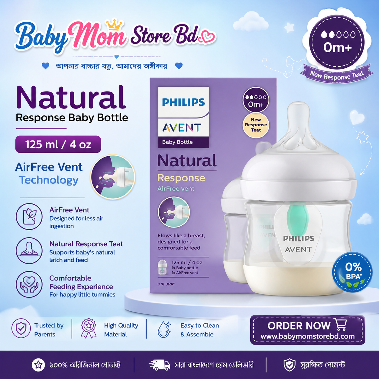 🍼125ml Original Philips Avent Feeding Bottle Single Pack