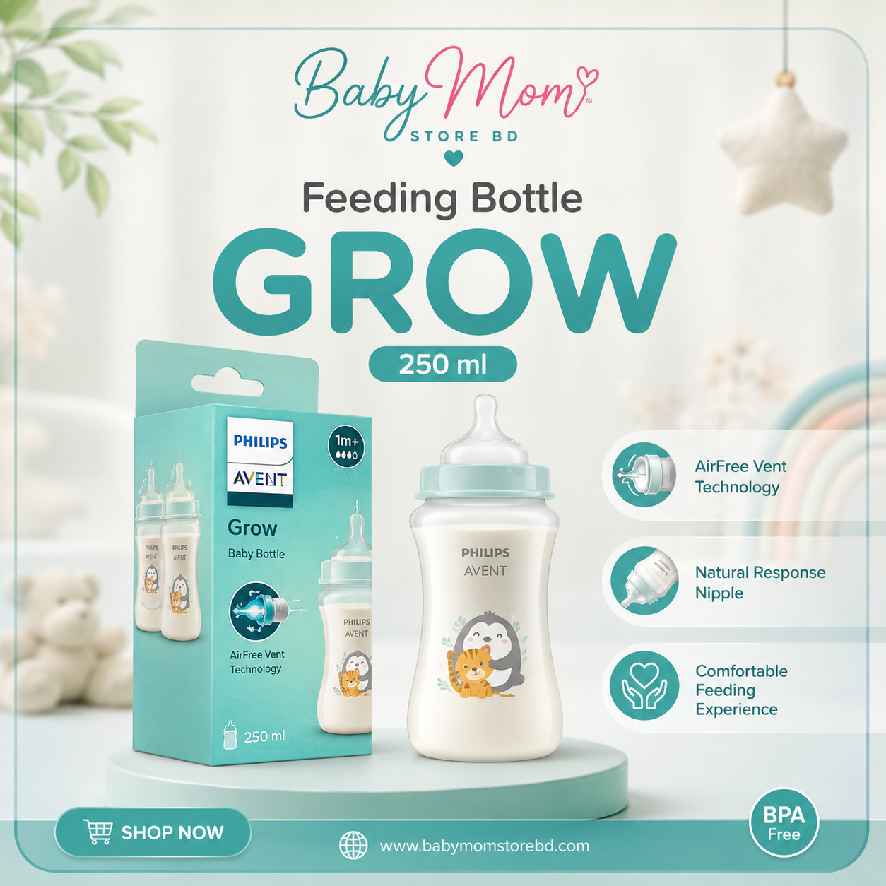 Philips Avent Grow Feeding Bottle 250ml | BabyMom Store BD