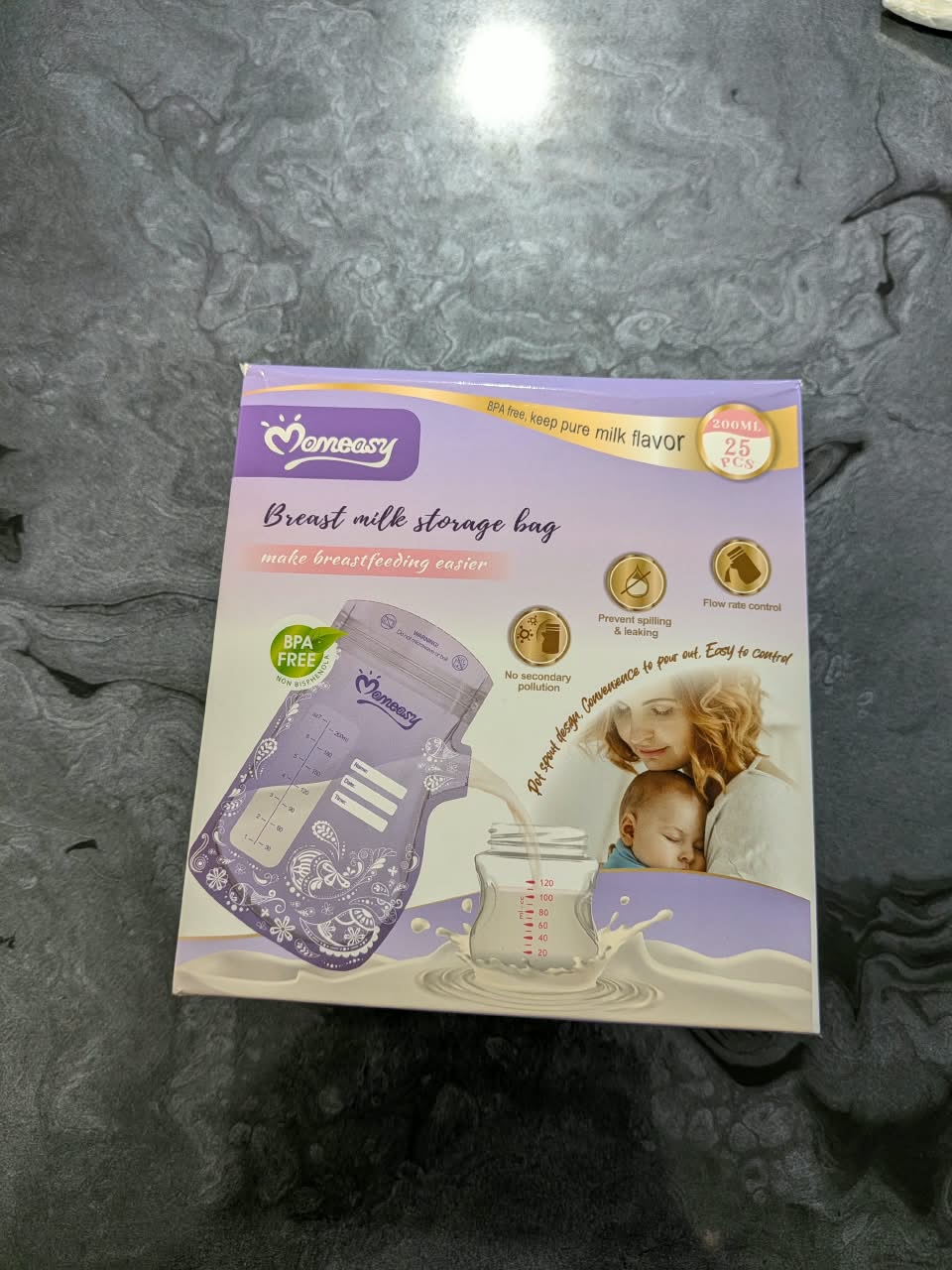 25pcs Momeasy Breast Milk Storage Bag 200ml – 25 Pcs | BPA Free — ছবি 2