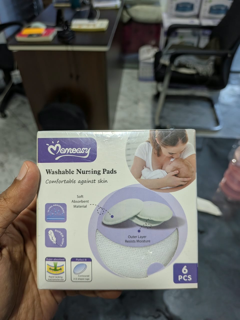 6pcs Momeasy Washable Nursing Pads – 6 Pcs | Soft & Absorbent Nursing Pads — ছবি 2